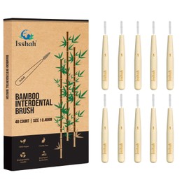 Isshah Bamboo Interdental Brushes, Between Teeth Cleaner Deep Clean Brush, 40 Count, Size 1, Small Gaps