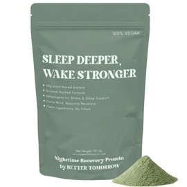 Better Tomorrow Nighttime Recovery Protein – 20g Plant-Based Pea Protein + Adaptogens | Sleep Support, Muscle Recovery, Stress Relief | Vegan, Dairy-Free, No Artificial Sweeteners
