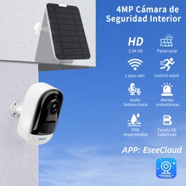2NLF Camara de Seguridad Exterior Solar,4MP Camaras de Seguridad Exteriores con Batería 5200mAh Camara WiFi (2.4G Solo) Exterior IP66 Visión Nocturna,Detección de Movimiento Audio bidireccional