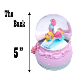 Dalekana Snow Globe with Light for Christmas & Birthday Gift, 80mm Crystal Musical Glitter Glass Water Ball Decoration, Unicorn & Balloons Snowglobe, 3.5" x 3.5" x 5"