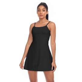 Womens Tennis Dress, with Adjustable Straps & Built-in Bra Athletic Golf Dresses for Women Workout Exercise Black