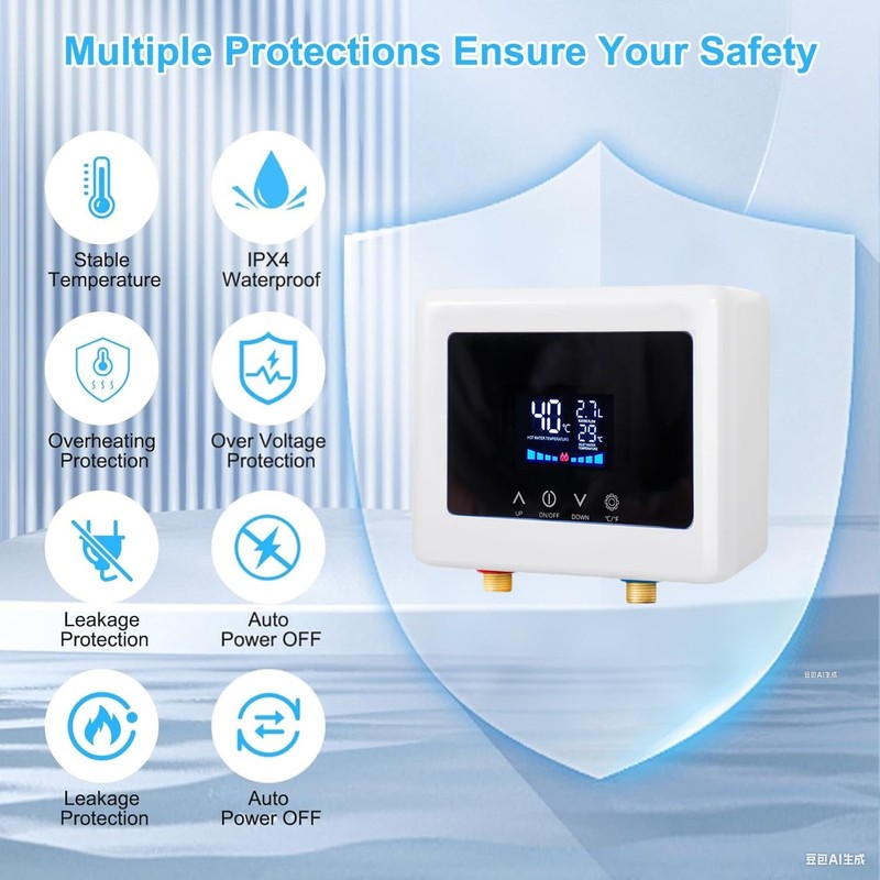 Aottop Electric Tankless Water Heater 110V 3000W - Instant Hot