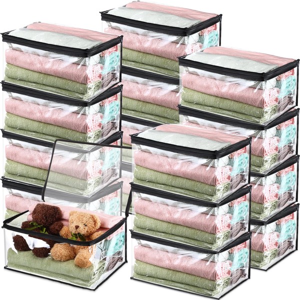 Windyun 16 Pack Clear Storage Bags with Zipper and Handle