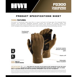 HWI Gear FG300 Quick Fit Touchscreen Fleece Glove Contour Fit, Abrasion-Resistant Palms for Multi-Sport, Running, Cycling, Hiking, Commuting, Driving, Coyote Brown, Small