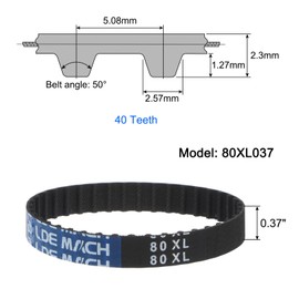 sourcing map Pack of 2 80XL 037 Timing Belts 40 Teeth Rubber Timing Belt with Gear, 0.37 Inch Width, 0.20 Inch Pitch Mechanical Replacement Belts
