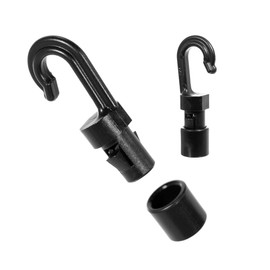 Paracord planet Bungee Cord Shock Cord Black Hook for 1/4 & 3/16 Inches Diameter Rope, Open Hooks Hard Plastic for Kayaks, Auto, Truck Cargo, Boats (25 PCS)