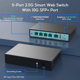 SODOLA 6 Port 2.5G Web Managed Switch,1 10G SFP Slot&5 x 2.5G Base-T Ports,Static Aggregation/QoS/VLAN/IGMP, Metal Fanless Smart Multi-Gigabit Network Switch