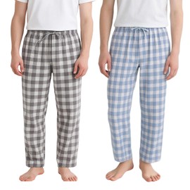 LICWOYAR Men's Pajama Pants Lightweight Cotton Pjs Bottoms Sleepwear Sleep & Lounge with Pocket 2Pack(2BlueGray-M)