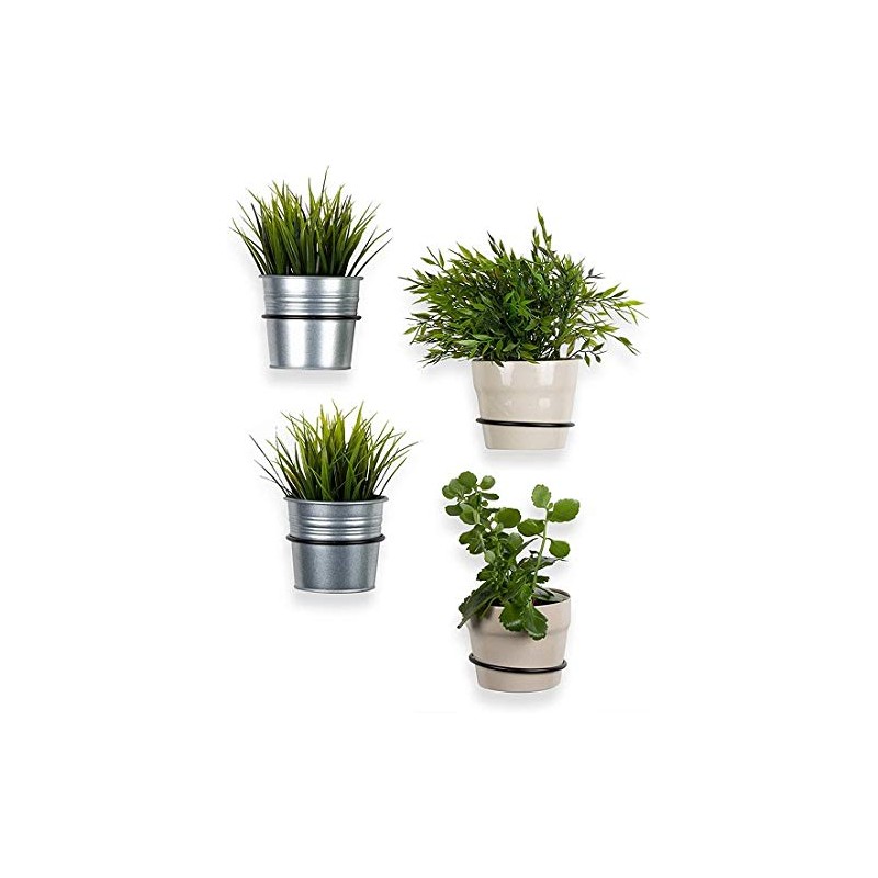 EMH Black Wall Mounted Pot Ring Planter Holder for Flower