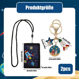 ZexJpr Children's Neck Pouch with Key Ring, 25 cm Long and 12 cm Wide, Set of 2 for Space Lovers, School Visit, Outdoor Activities, Camping Necessary