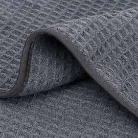 HOMEXCEL 4 Pack Premium Waffle Hand Towels, Microfiber Hand Towels for Bathroom, Ultra Soft, Highly Absorbent and Quick Dry Towel for Bathroom, Gym, Shower, Hotel, Spa and Kitchen, 15 x 25 Inch, Grey