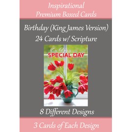 Generic KJV Birthday Boxed Cards ~ 24 Designs ~ Christian/Religious Greeting Card #3 Repeated Assortment ~ King James Scripture in every card