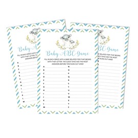 Inkdotpot Baby Shower Game Set Of 50 Baby Alphabet ABC Game Hippo Jungle Animals Party Supplies