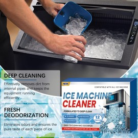 Ice Machine Cleaner Maker Descaler, 12 Ice Maker Cleaner Tablets, Remove Hard Water Mineral Buildup Clean Tablets Ice Makers, Nickel Safe Scale Remover for All Ice Machines