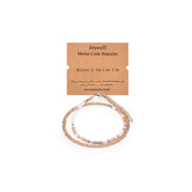 JoycuFF Morse Code Bracelets for Mom Daughter Sister Fashion Birthday Christmas Gifts for Women Best Friend BFF Silk Wrap Funny Bracelet Inspirational Motivational Jewelry Believe In You Like I do