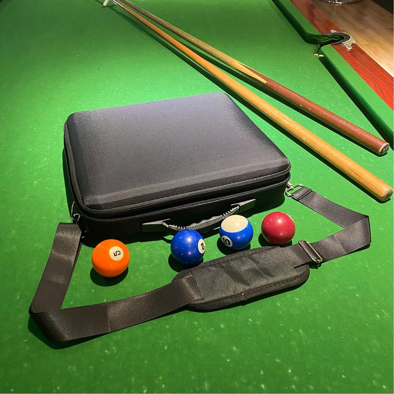 UISKOOPW Pool Balls Carrying Case, Hard Billiard Case with adjustable