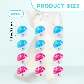 Bojueshaw 12Pcs 3.8CM Cat Toy Balls with Bell,Colorful Interactive Plastic Cat Toys,Jingle Pounce Chase Rattle Balls for Indoor Kittens Play(Random Colors)