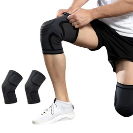 1 Par de Rodilleras Deportivas, Rodilleras Elásticas Antideslizantes, Protege tus Rodillas, Adecuado para Voleibol, Baloncesto, GYM, Correr, Ciclismo de Montaña, Deportes Al Aire Libre, Negro, L