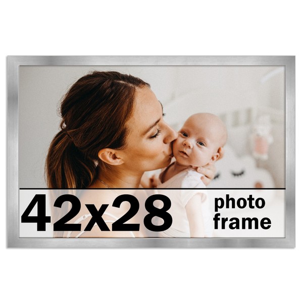 CustomPictureFrames 42x28 Frame Stainless Steel Silver Picture Frame Photo Frame