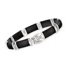 Ross-Simons Black Agate "Good Fortune" Bracelet in Sterling Silver. 7.5