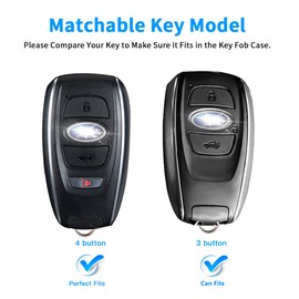 QBUC for Subaru Key Fob Cover with leather Keychain,fit for Forester Crosstrek Outback Ascent Impreza Legacy Subaru 4-Buttons(Blue)