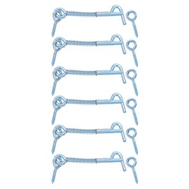sourcing map 6Pcs Safety Hook and Eye Latch, 3" Iron Gate Hook and Eye Latch with Spring Lock for Family Farm Gate, Bathroom Doors, Barn Doors