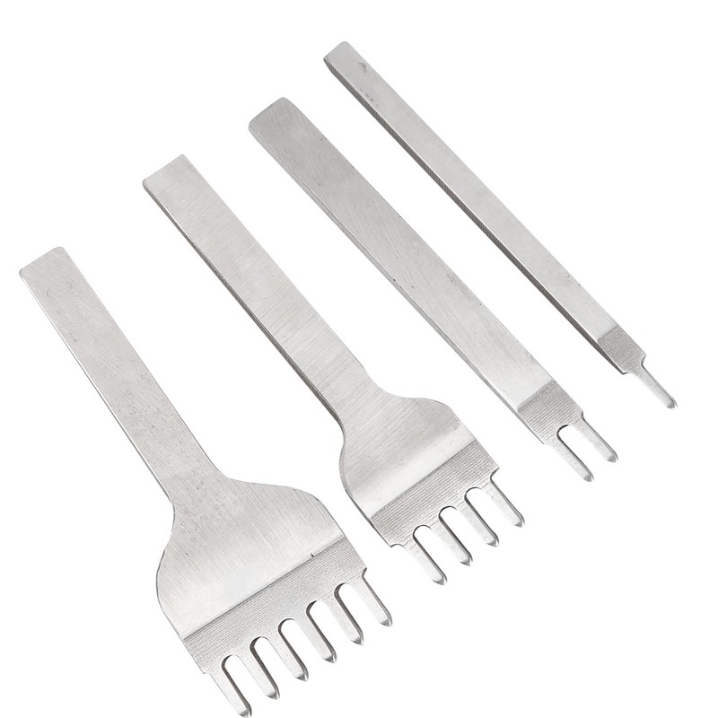 4 Pcs Hole Chisel 1+2+4+6 Prong Leather Punch Tool DIY