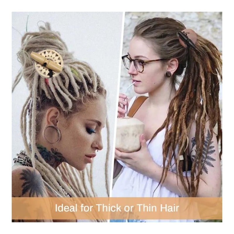 Kraler 3 Pcs Elastic Hair Ties with Wooden Toggle for