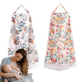 NINOMO Manta de lactancia, 2 piezas manta para amamantar bebe con malla a prueba de insectos, material seguro sin fluorescentes, algodón transpirable, plegable, apta para lactancia sobre marcha(TipoC)