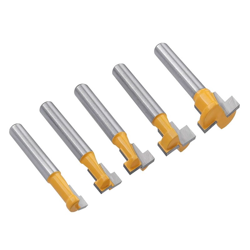 Gasea 5pcs 1/4" Shank Handle T-Slot Cutter Router Bit T-Track