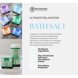Plantlife Rejuvenate Therapy Bath Salts - Straight from The Plant Natural Aromatherapy Bath Salts - Balance, Calm, and Release Tension in The Body - Made in California 3 oz