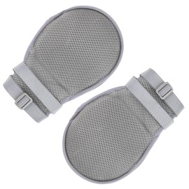 2 Pcs Dementia Restraint Gloves, Control Medical Mittens, Safety Restraints for Elderly Dementia Patients, Gray Breathable Mesh with a Board inside for Fixation