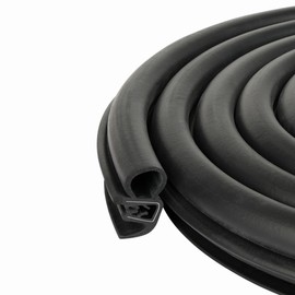 Door Trim Seal with Internal Rubber Flange 45/64" Bulb Diameter X 0.039"-17/64" Grip Range X 21/32" U Height (10 Feet)