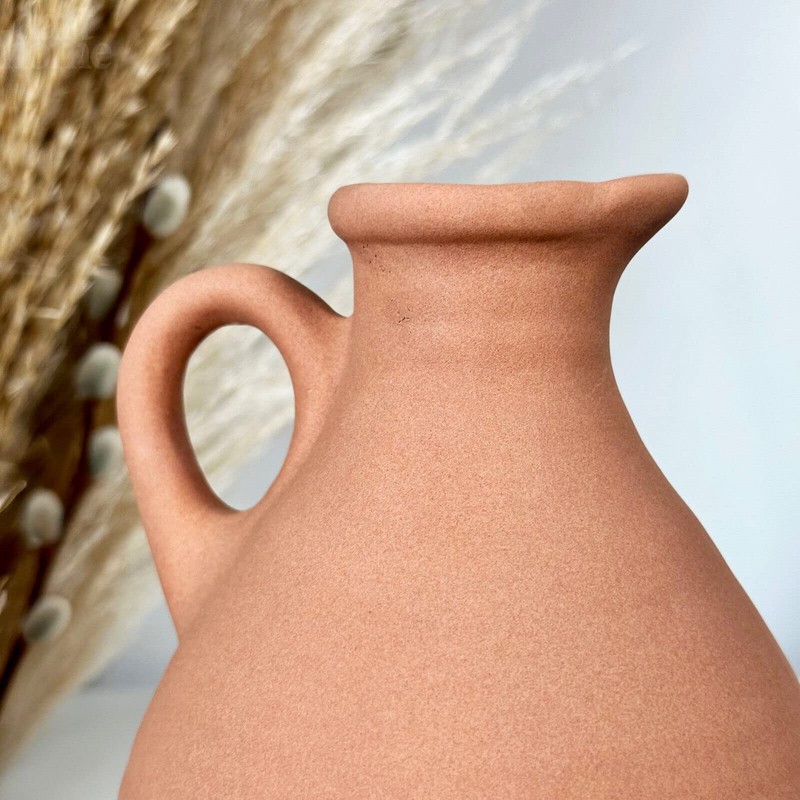 Terracotta Jug Vase With Handle Roman Style Ceramic Flower Bud