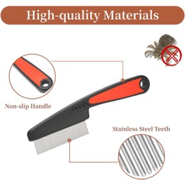 Lice Comb, 2Pcs Flea Comb, Dandruff Comb, Stainless Steel Fine Tooth Comb Professional Head Lice Nit Removal Hair Comb Cat Dog Pet Grooming Scalp Flea Comb Fine Tooth Comb for Anti Slip (Black, One size)