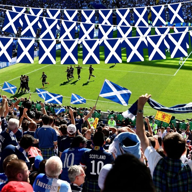 32.8 ft Scotland Flag Banner, 30 Pcs Mini Scottish Country