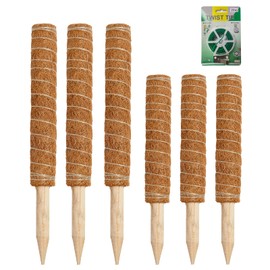 Joyhalo Moss Pole for Plants, 6 Pcs Moss Stick for Potted Plants, 15.7&12 Inch Plant Support for Climbing Plants Monstera, Plant Pole with 65 Feet Garden Twist Tie