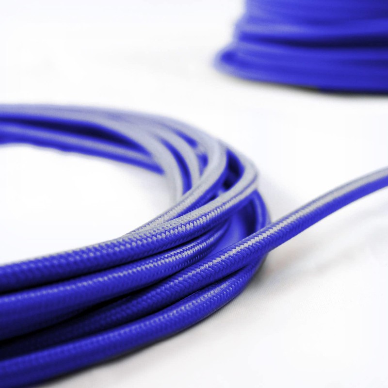 smartect smartect Textilkabel Dunkelblau, 5 Meter Vintage Lampenkabel Stoff, 3-Adrig
