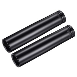 uxcell 1/2" Drive by 24mm Deep Impact Socket, Heat-Treated CR-V Steel 6" Length, 6-Point Metric Sizes 2 Pcs