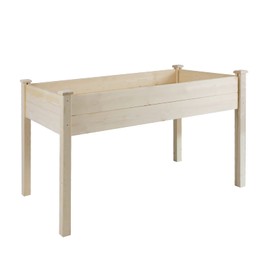 Crownland Outdoor Gardens 4 Ft Raised Garden Bed Stand-up Wooden Garden Box with Legs Patio Planter Box Kit for Vegetables Herbs, Flowers Natural