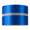 Large Modern Decorative Blue and Silver Diamante Jewel Effect Polycotton