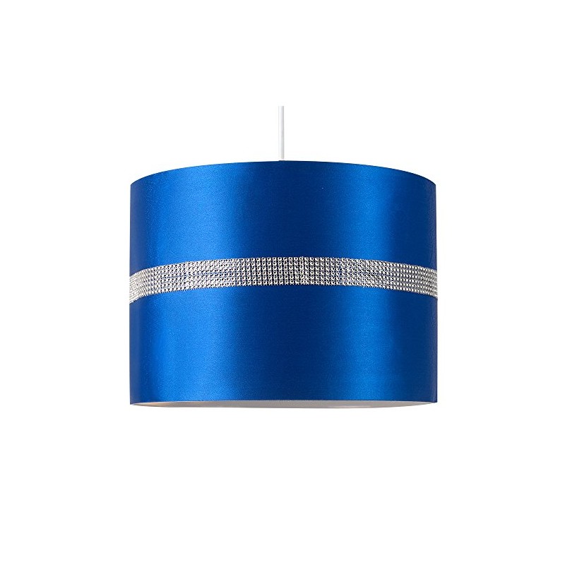Large Modern Decorative Blue and Silver Diamante Jewel Effect Polycotton