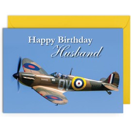 Husband Spitfire Birthday Card - Medium Sized Card (A5 Size -148mm x 210mm) with Envelope