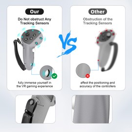 Tyasoleil VR Silicone Case for Meta Quest 3, Design Upgraded Accessories for Oculus Quest 3, Face Cover, Controller Grips, Shell Cover, Lens Cover, Disposable Eye Cover(Grey)