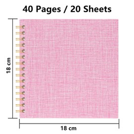 Hiwhy 18x18 cm Scrapbook DIY Photo Album Linen Cover Hardcover White Pages 20 Sheets Small Scrap Memory Book Pink