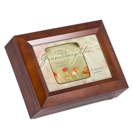 Cottage Garden Granddaughter You are a Treasure Dark Wood Finish Jewelry Music Box - Plays Tune You are My Sunshine