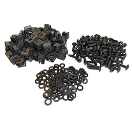 RackGold Black 10-32 Slide-on Cage Nut & Screws w/Washers 100-Pack - USA Made