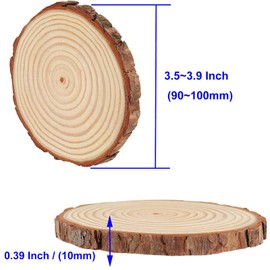 FAATCOI 30 PCs 3.6-4 Inch Wood Slices for Crafts,Unfinished Wood Rounds with Bark, Round Wooden Discs Circles for Christmas Ornaments Wedding Rustic Decoration DIY Handcrafts Arts