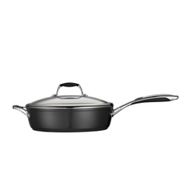 Tramontina 80110/021DS Gourmet Ceramica Deluxe Aluminum Covered Deep Skillet, PFOA- PTFE- Lead and Cadmium-Free Ceramic Interior, 11-inch, Metallic Black, Made in Italy