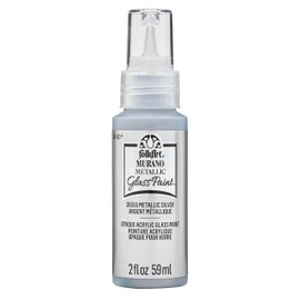 FolkArt Murano Metallic Acrylic Glass Paint, Silver, Perfect for Indoor and Outdoor Arts and Crafts Projects, 2 fl oz, 36555